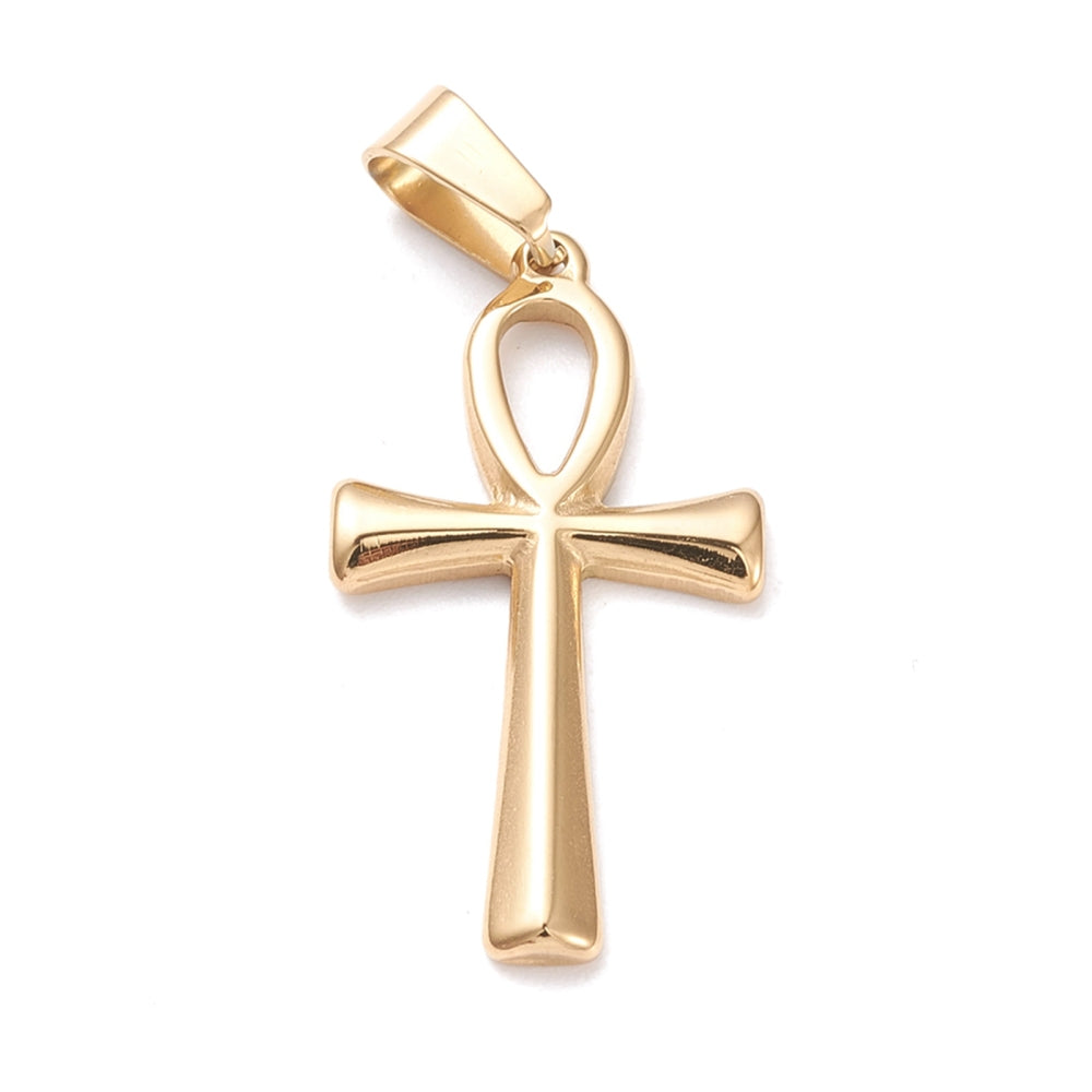 Pendentif croix de Ankh relief en acier inoxydable