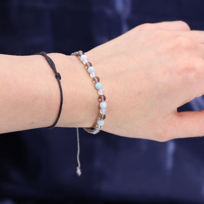 Bougie de Cristal du Zodiaque avec Bracelet de Pierres Précieuses - Cancer