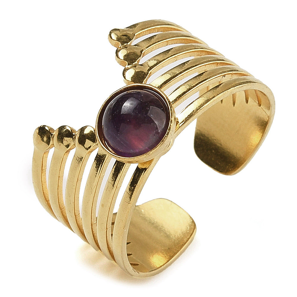 Bague manchette chevron Améthyste
