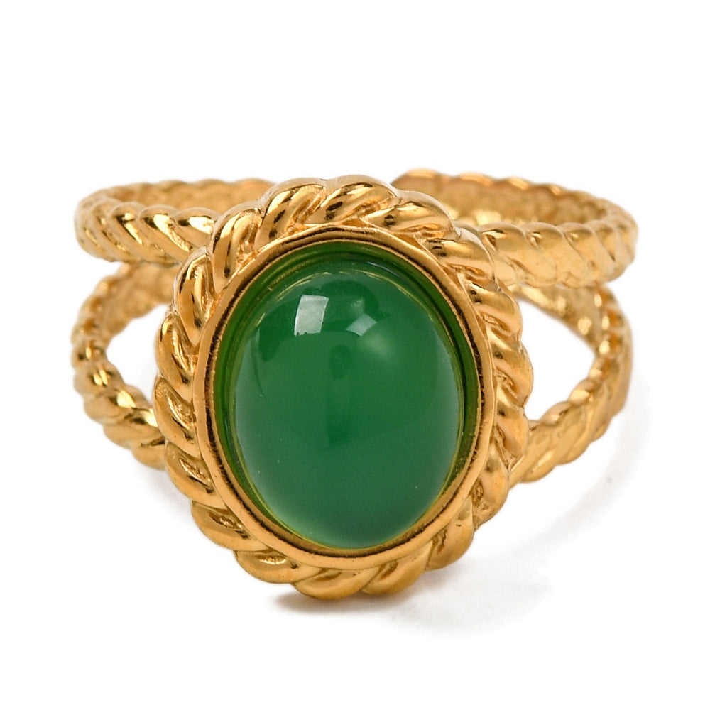 Bague onyx verte corolle