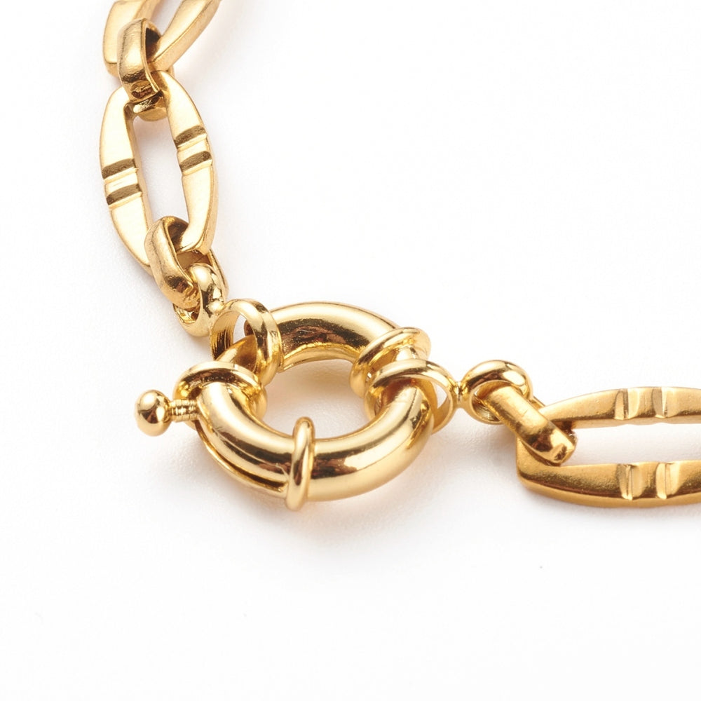 Bracelet acier inoxydable or maillon texturé