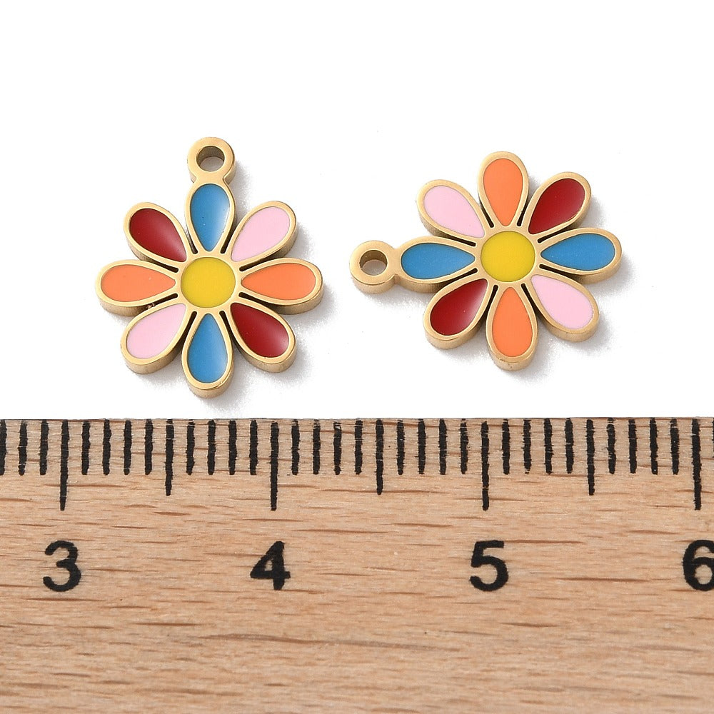 Charm émaillé - Fleur pétale multicolore
