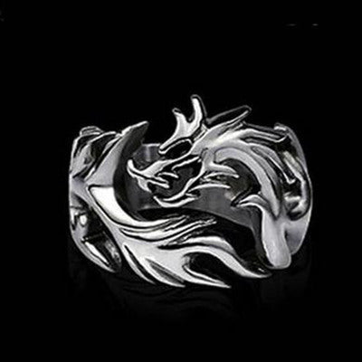 Bague dragon acier inoxydable