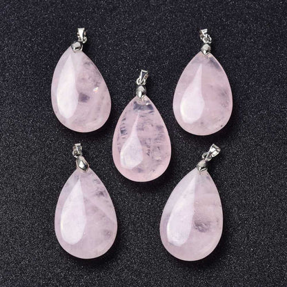 Pendentif Quartz rose  forme larme