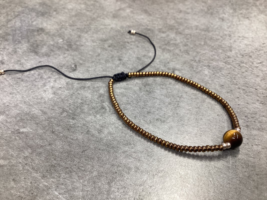 Bracelet perle or pierre oeil du tigre