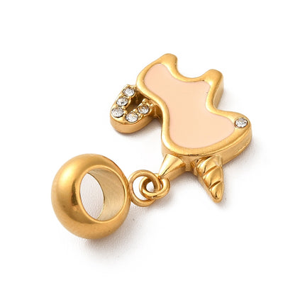 Charm émaillé - Licorne et strass rose