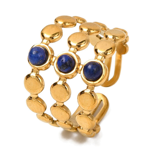Bague 3 rangs lapis lazuli