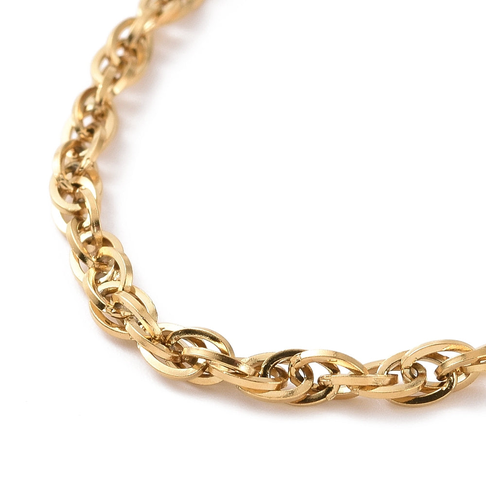 Bracelet acier inoxydable or maille chevauché