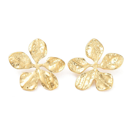 Boucles d'oreilles clous en acier inoxydable fleur