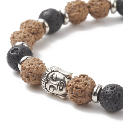 Bracelet Rudrashka bouddha et perle de 6mm