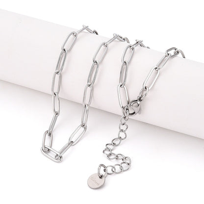 Collier acier inoxydable maille trombone simple 69.5cm