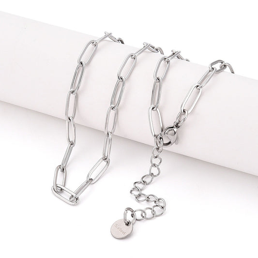 Collier acier inoxydable maille trombone simple 69.5cm