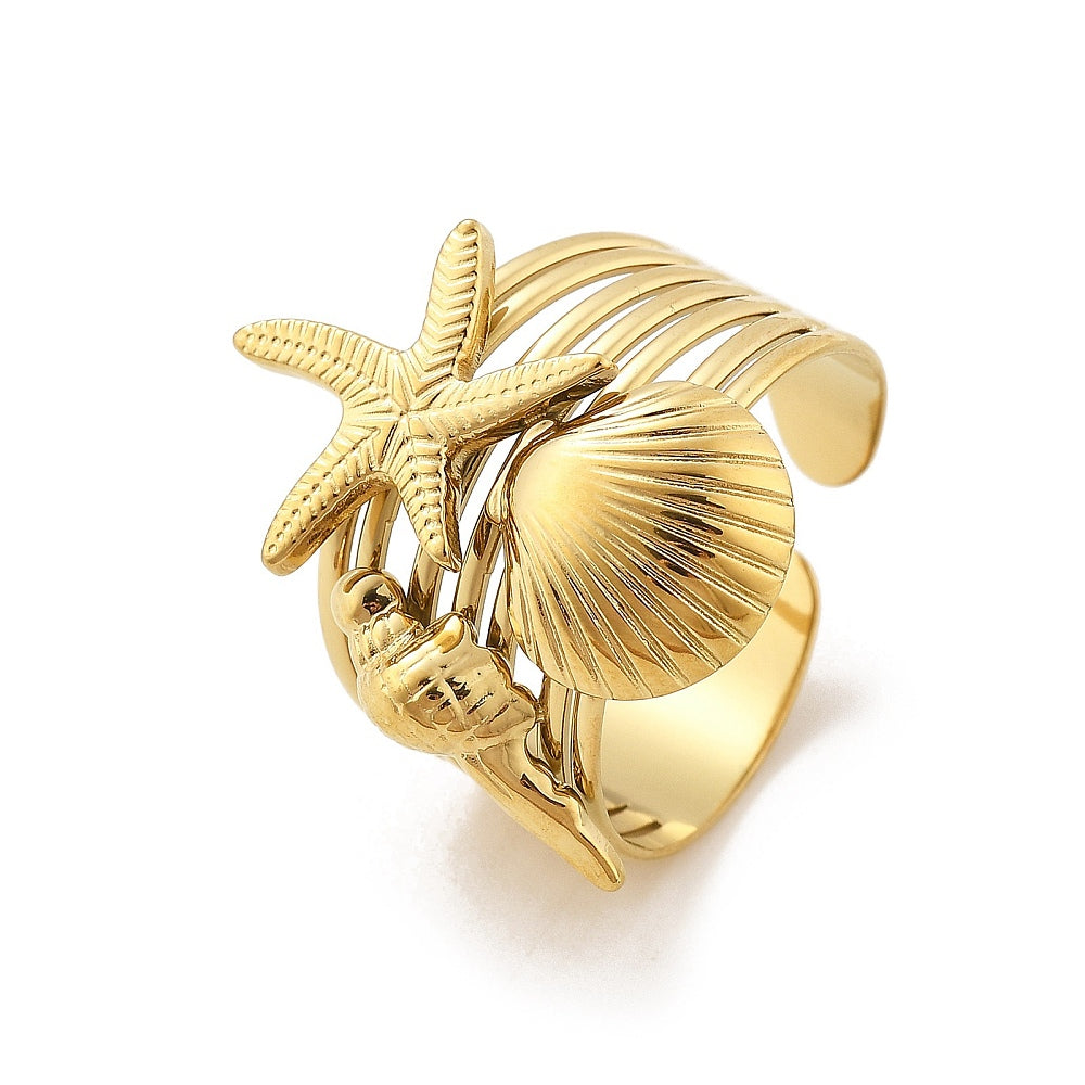 Bague thème plage acier inoxydable