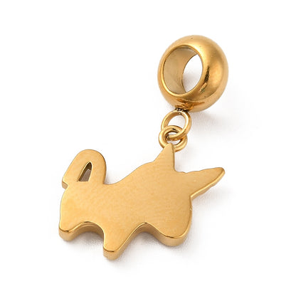 Charm émaillé - Licorne et strass verte