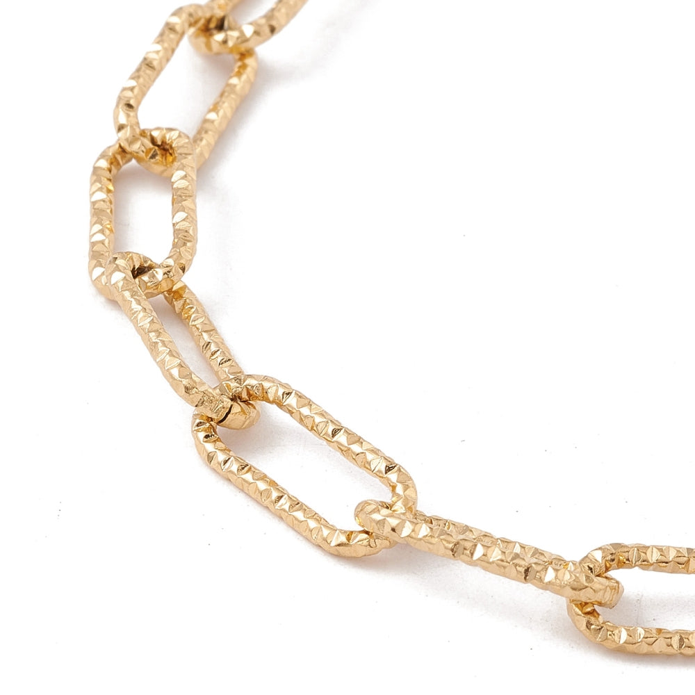 Collier acier inoxydable maille trombone  pailleté fermoir T