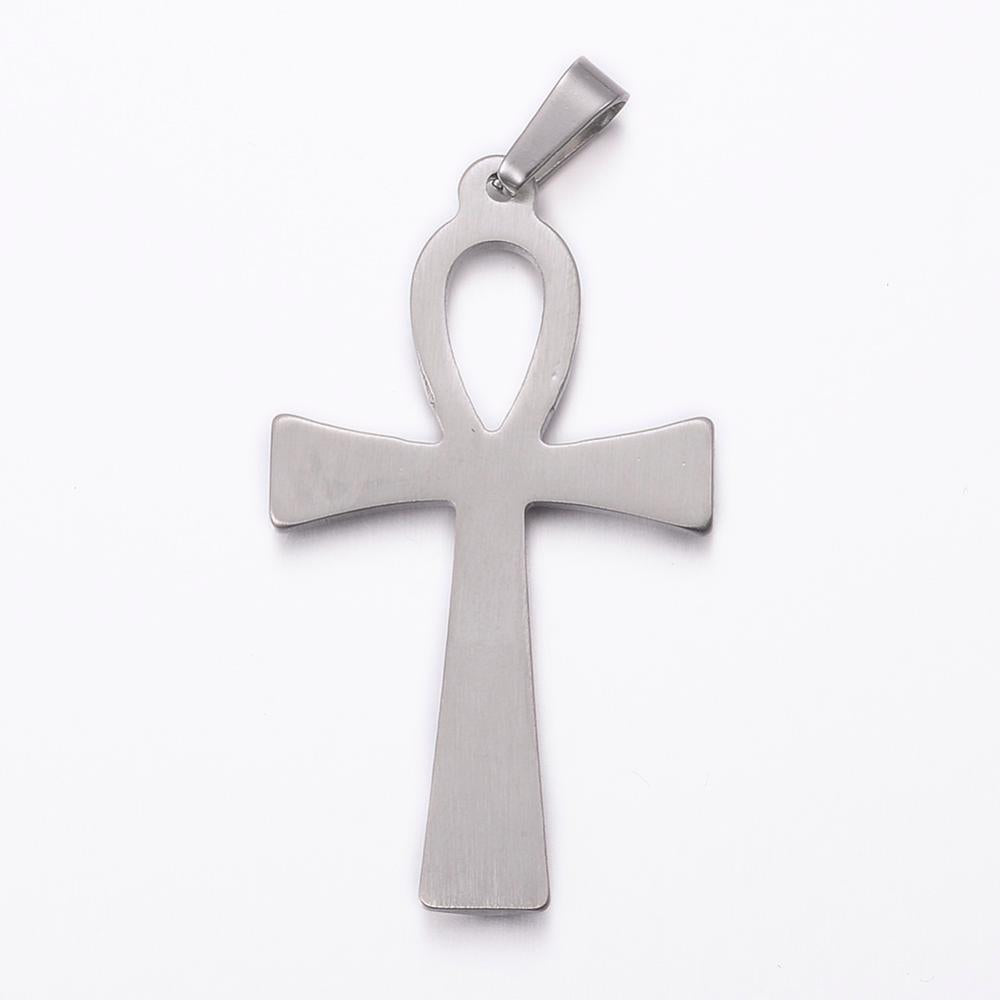 Pendentif croix de Ankh relief en acier inoxydable