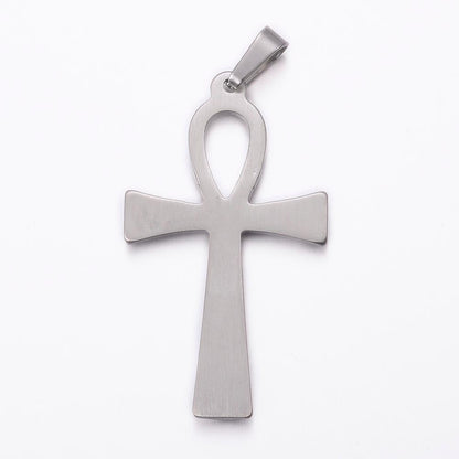 Pendentif croix de Ankh relief en acier inoxydable