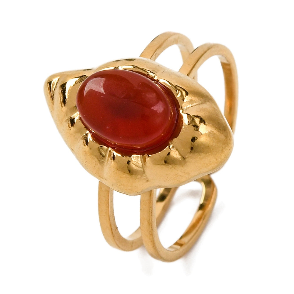 Bague forme oeil de cheval cornaline