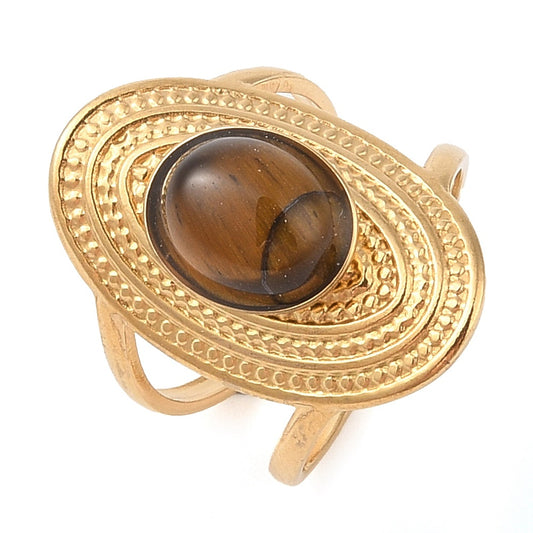 Bague plateau ovale oeil de tigre