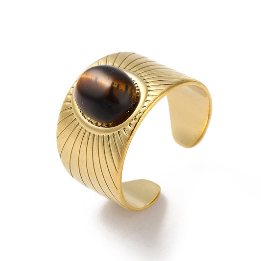 Bague Oeil de tigre manchette rayon du soleil
