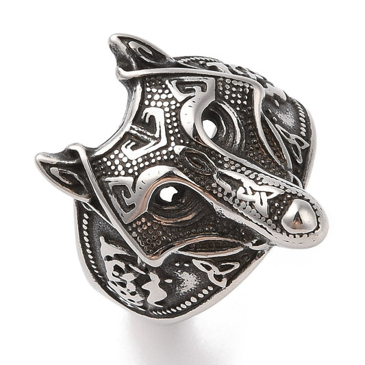 Bague viking tête de loup