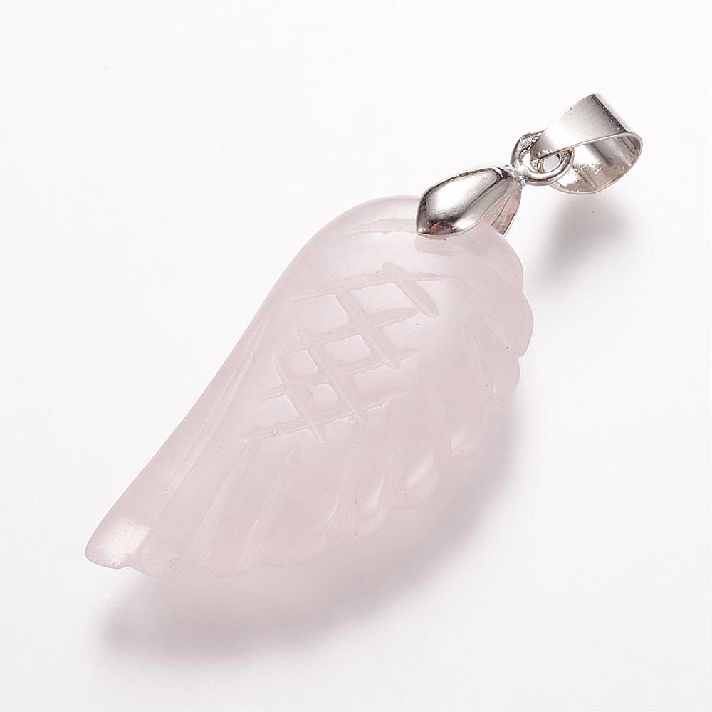 Pendentif aile en Quartz rose