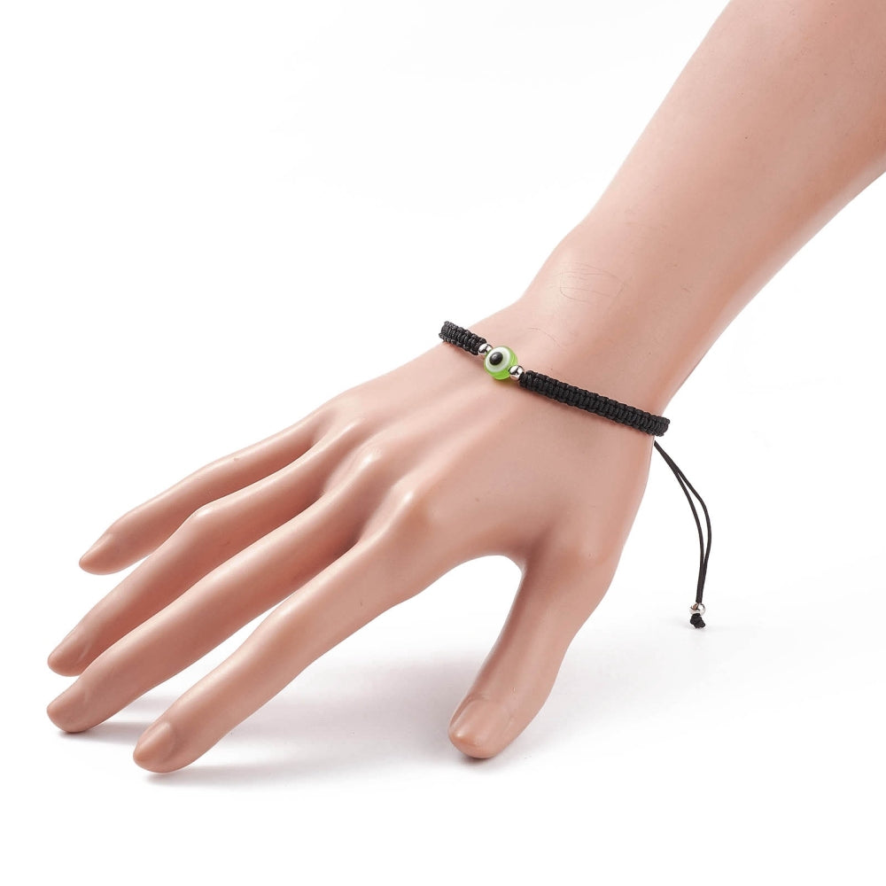 Bracelet cordon noir et protection mauvais œil couleurs diverses