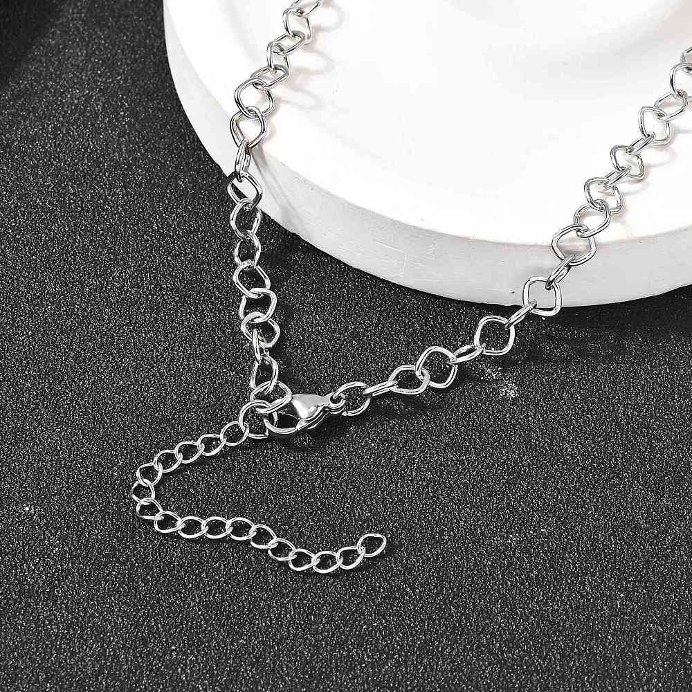 Collier acier inoxydable maille losange argent