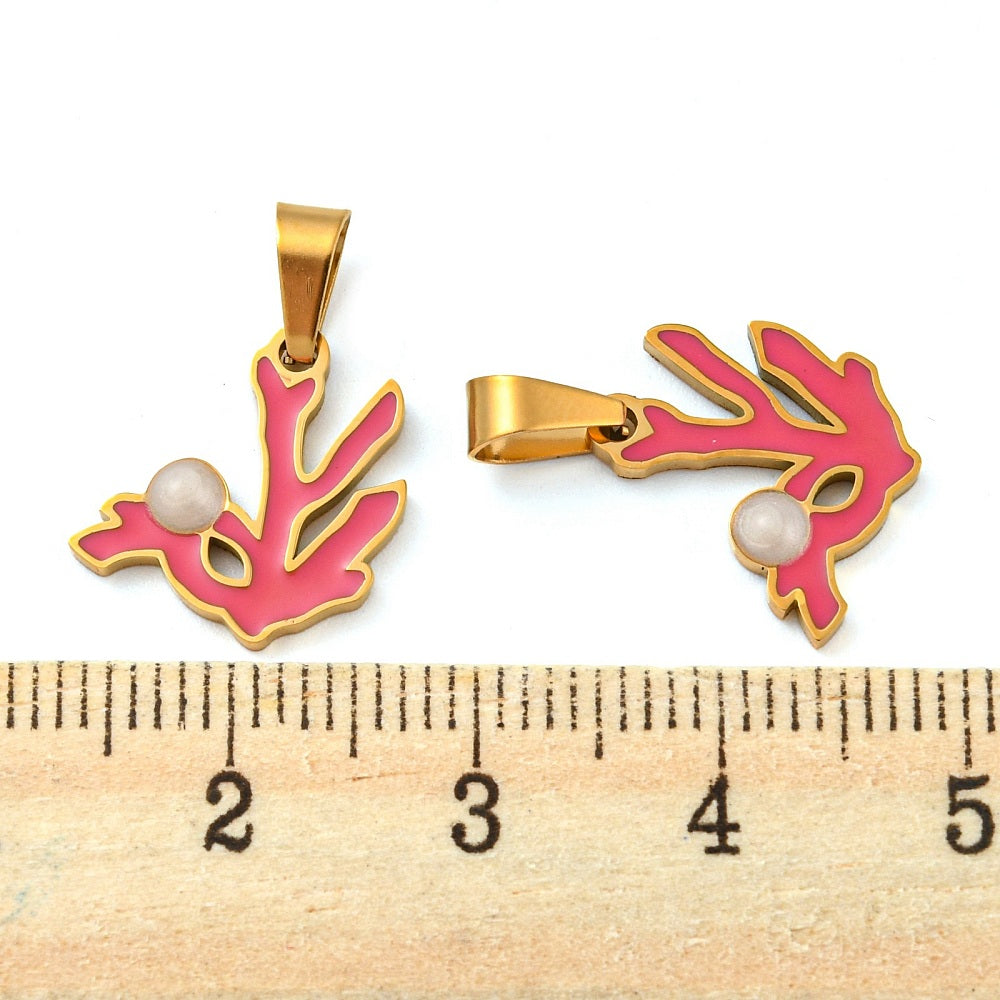 Charm émaillé - corail