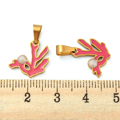 Charm émaillé - corail