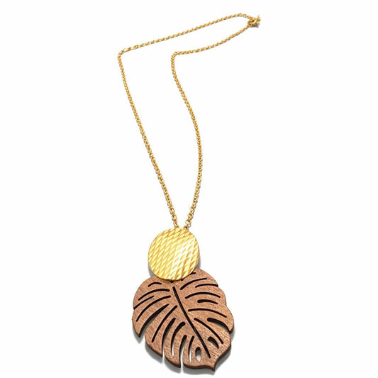 Collier - monstera bois