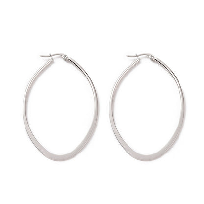 Créole ovale aplatie classique acier inoxydable 63x40x2mm argenté