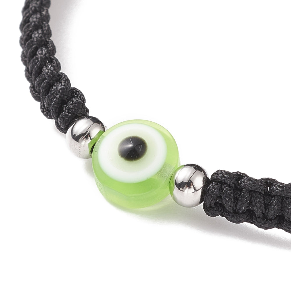 Bracelet cordon noir et protection mauvais œil couleurs diverses