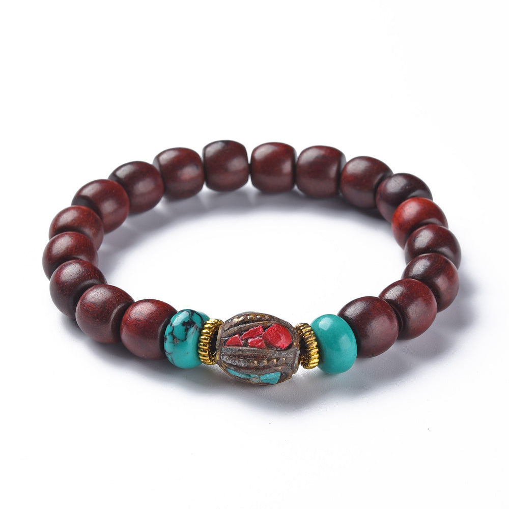 Bracelet bois de santal et perle indonesienne