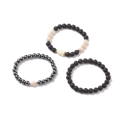 Bracelet trio hématite et pierre de lave