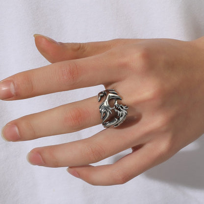 Bague dragon acier inoxydable