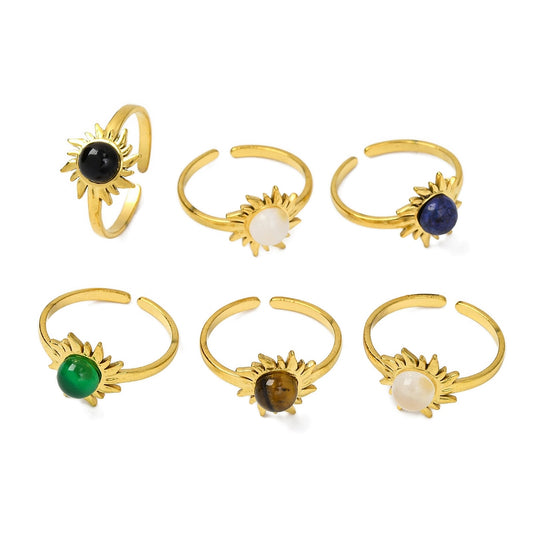 Bague forme soleil pierre mixte