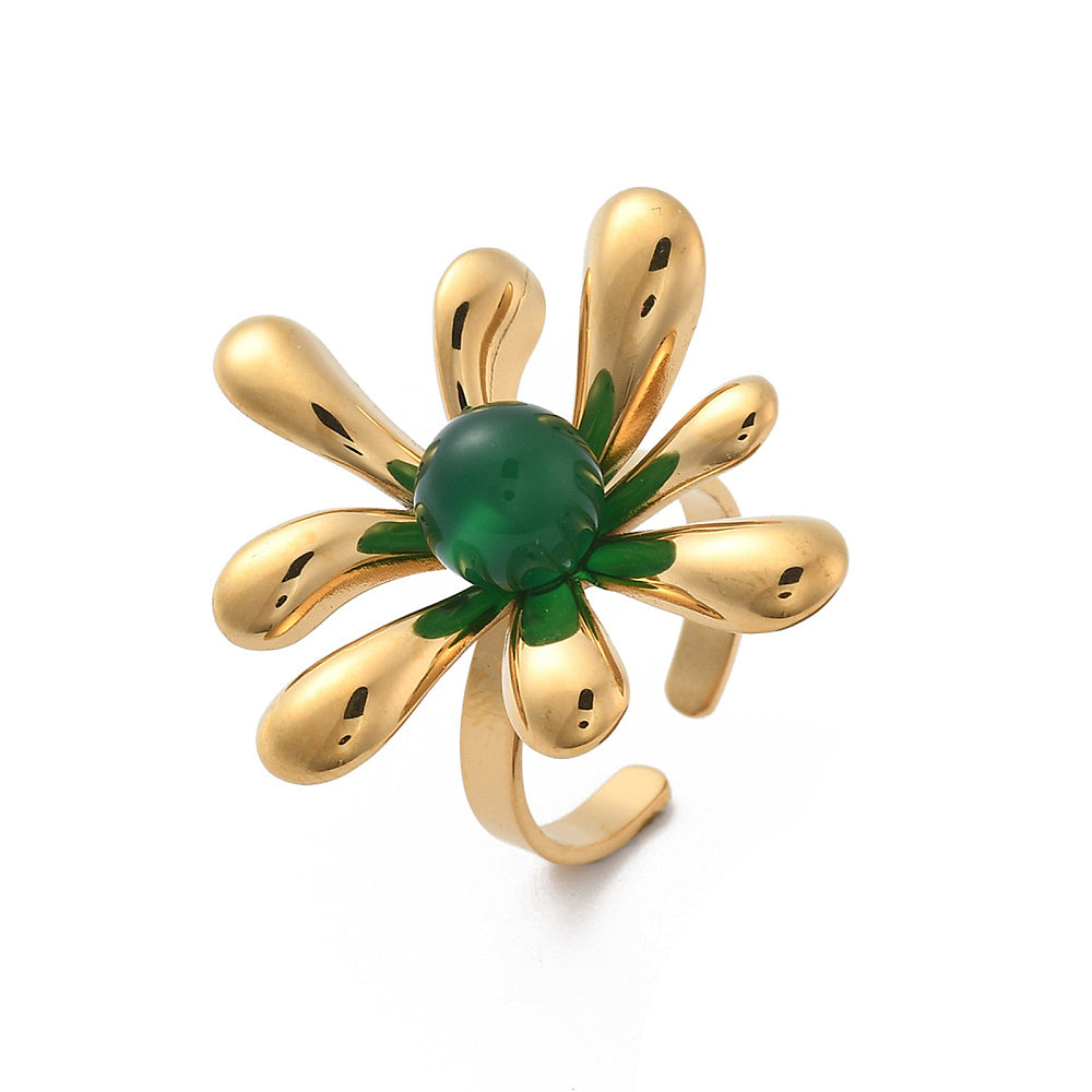 Bague fleur jade malaisien