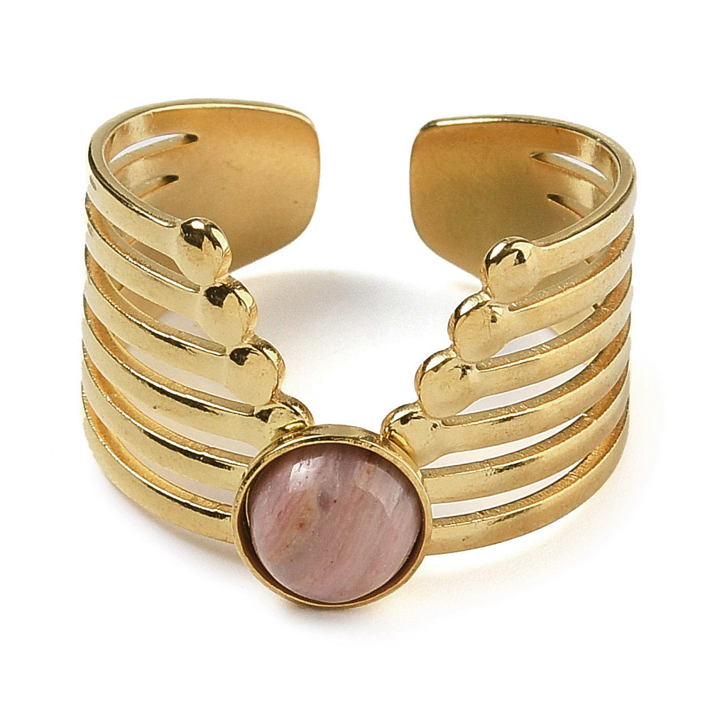 Bague manchette chevron Rhodonite