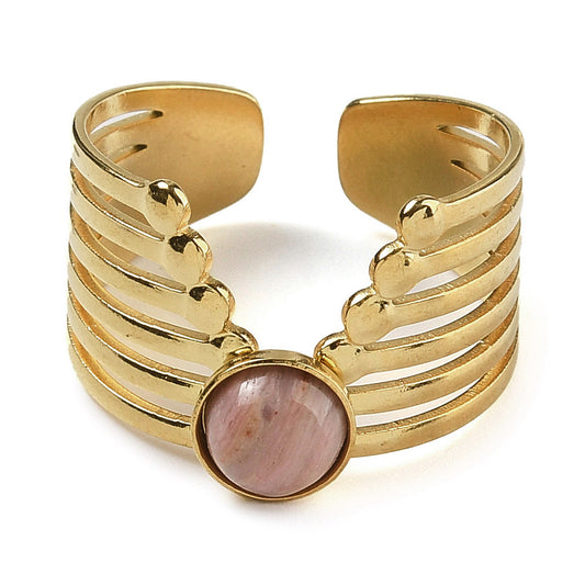 Bague manchette chevron Rhodonite
