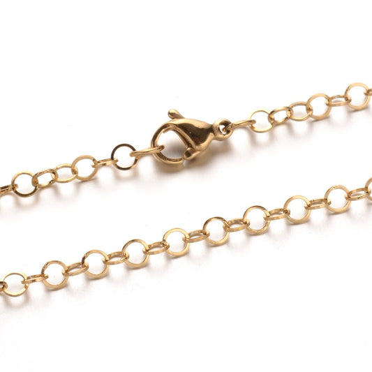 Collier acier inoxydable maille ronde or