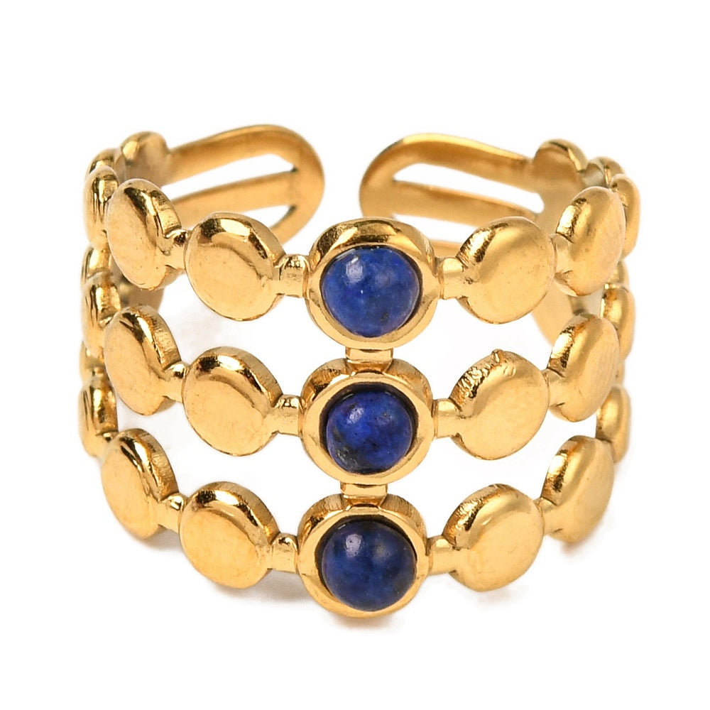 Bague 3 rangs lapis lazuli