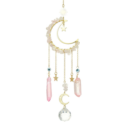 Attrape soleil lune quartz rose