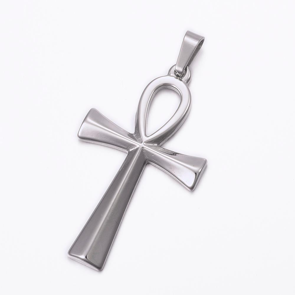 Pendentif croix de Ankh relief en acier inoxydable