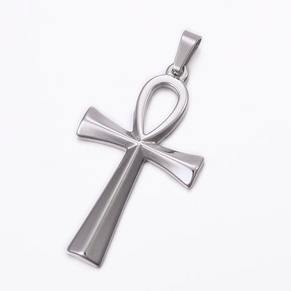 Pendentif croix de Ankh relief en acier inoxydable