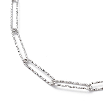 Collier acier inoxydable maille thrombone longue pailleté