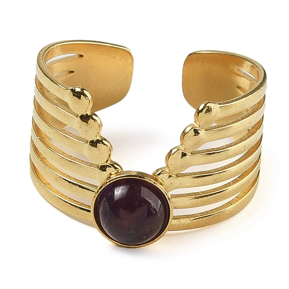 Bague manchette chevron Améthyste