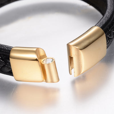 Bracelets en cuir tressé or
