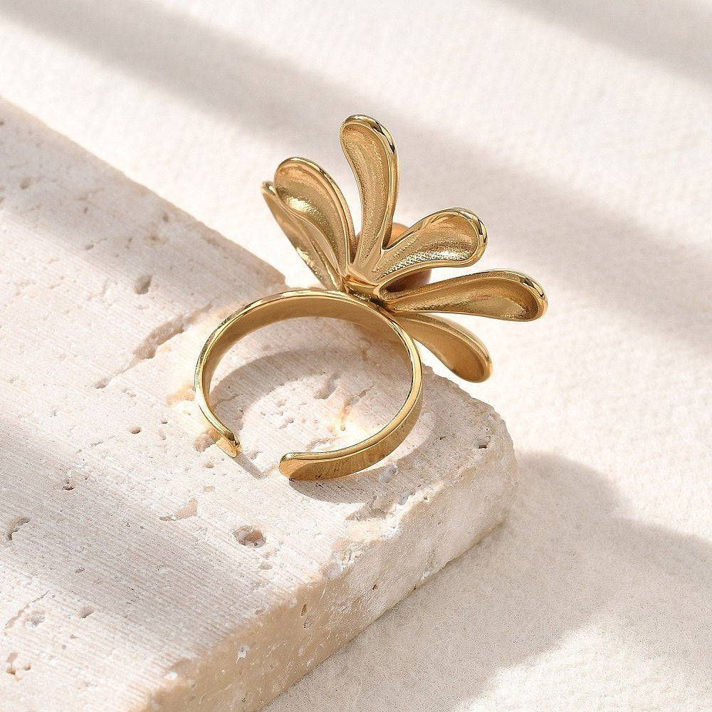Bague fleur oeil de tigre