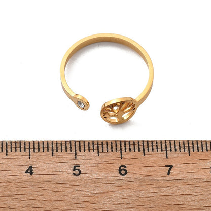 bague arbre de vie acier inoxydable  + strass